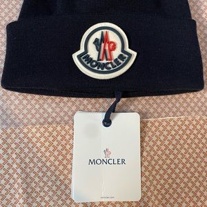 men moncler Logo Patch Wool Beanie